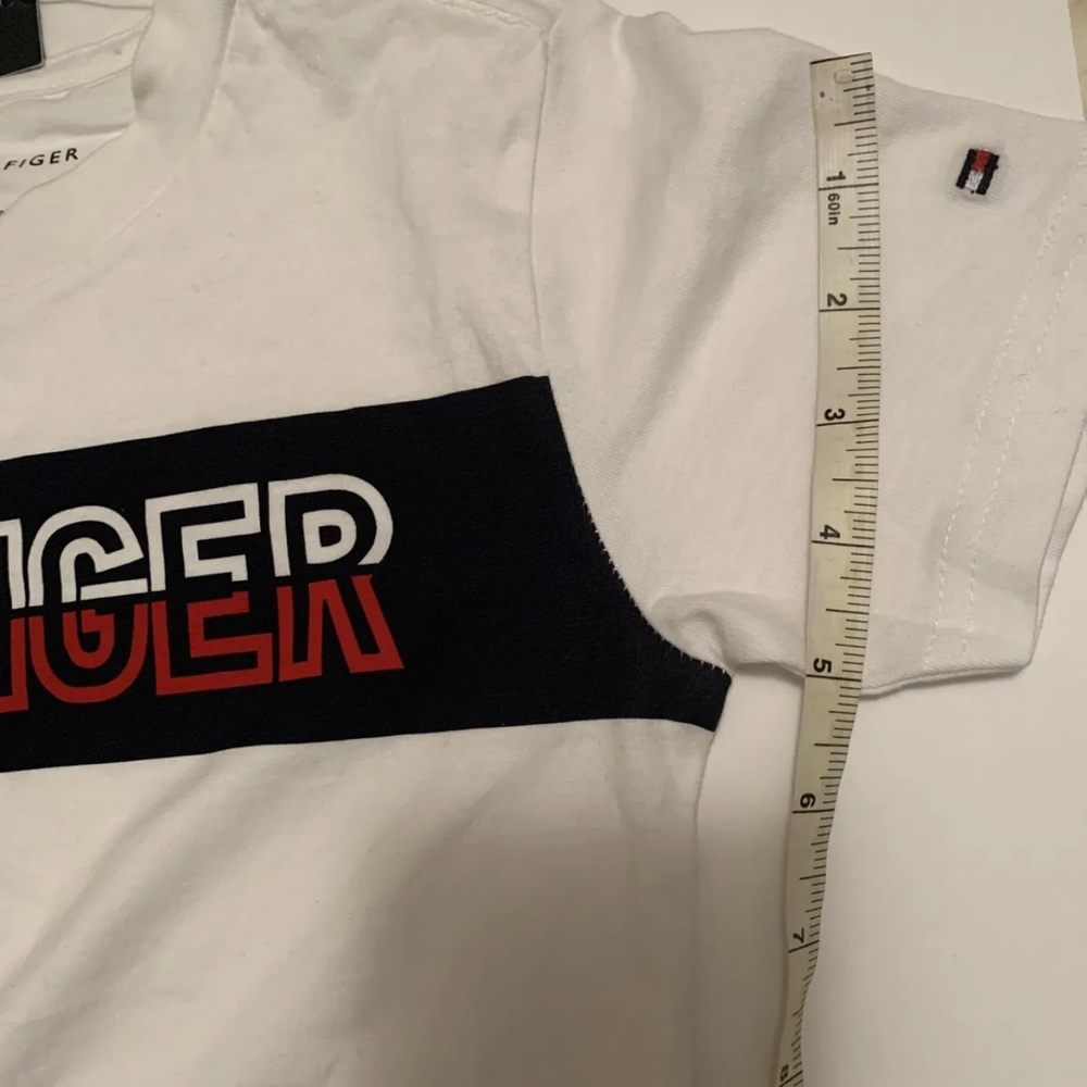 Tommy Hilfiger Kids White Logo Shirt Boys Size 4 White/Red/Blue 100%cotton NWT - Picture 5 of 5